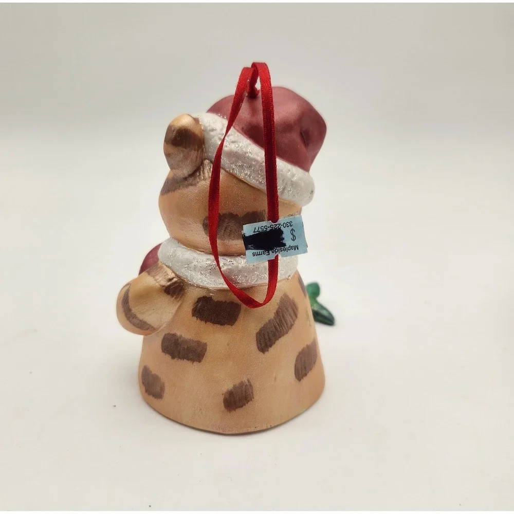 Cat In Santa Hat Holding I Love My Cat Heart Glitter Fish Clapper Ceramic 1998‎